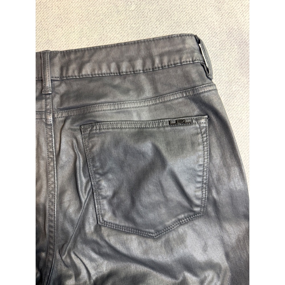 Lauren Ralph Lauren Black Coated Skinny Jeans Womens 12 Stretch Moto Pants - Picture 3 of 7